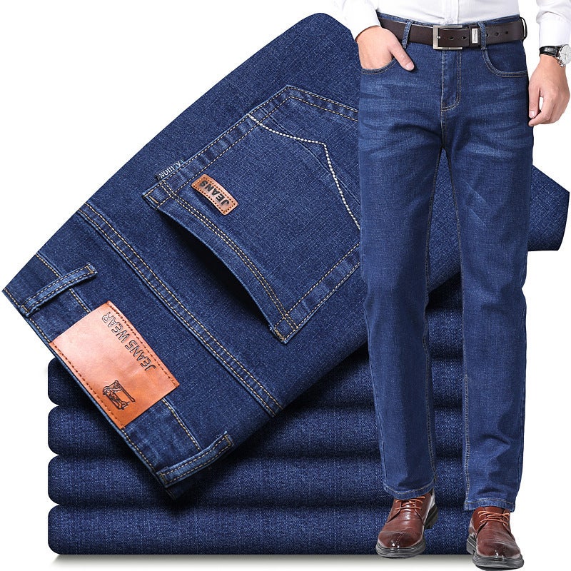 Men'S Mid-Waist Youthful Fashion Jeans Men'S Easiest For Match Straight-Leg Stretch Long Pants - Image 3